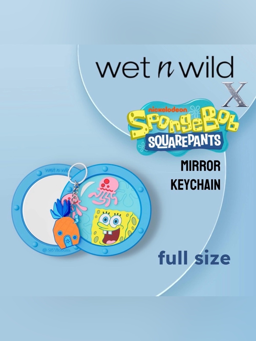 🇺🇸🆕NIB WET N WILD x SPONGEBOB | ALWAYS LOOKING UP MIRROR AND KEYCHAIN SET*